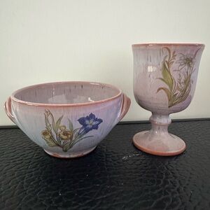Set O Goblet And Bowl Clay Pottery Hand
Painted